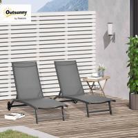 Sillones de Jardín Exterior de Aluminio Reclinables, Ajustables, 5 Niveles, Ruedas, Playa Piscina - details 3