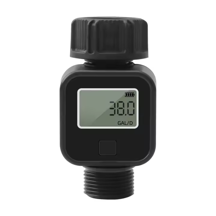 Medidor de flujo de agua Digital, medidor de agua con manguera de 3/4 ", medición de consumo y flujo de agua con conectores rápidos para jardín al aire libre - 1