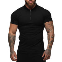Camiseta deportiva de manga corta para hombre, Polo ajustado de algodón, ropa de compresión para Fitness, nueva moda - details 1