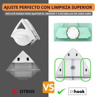 Limpiacristales Magnetico, Ajustable a un Grosor Entre 5-25 mm, Limpia Cristales con Iman de Doble Cara para Limpiar por Dentro y Fuera, Compatible con Ventanas y Mamparas de Ducha - details 0