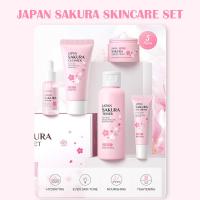 5/3 unids/set Sakura juegos de cuidado de la piel crema Facial suero tóner limpiador Facial protector solar crema para ojos caja de regalo producto de cuidado de la piel Facial - details 2
