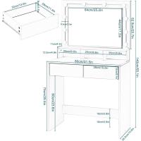 Tocador de Maquillaje Moderno con Luz LED y Espejo Grande Mueble de Dormitorio con 2 Cajones y 3 Compartimentos Abiertos - details 6
