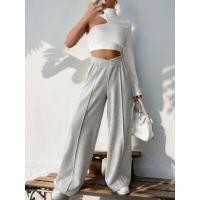 Pantalones de pierna ancha de cintura alta para mujer Estética original elegante y elegante - details 5