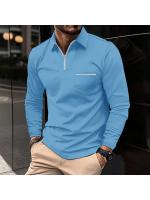 Camisa polo con bolsillo con cremallera, polo deportivo de manga larga para hombre - details 4