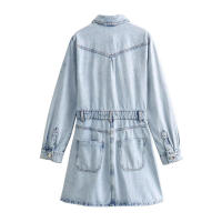 Mini vestido vaquero para mujer Zach Ailsa primavera 2024 estilo de moda cuello plegable manga larga con decoración de bolsillos - details 2