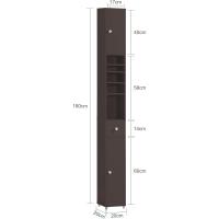 Mueble de Baño de Alto Estante Estanterías con 2 Puertas y Cajón Blanco Tamaño 20x20x180cm - details 84
