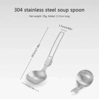 Cuchara de sopa plegable de acero inoxidable para acampar al aire libre, utensilios de cocina portátiles resistentes al desgaste, herramientas - details 24