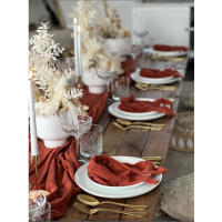 Servilleta de algodón de gasa rosa, 35 colores, 24 Uds., 32cm, venta al por mayor, toalla de té reutilizable, decoración de mesa de Navidad para fiesta de boda, servilleta Retro con rebabas - details 5