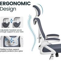 Silla de Oficina Ergonómica Ajustable Reposacabezas Giratoria Blanco Gris - details 4