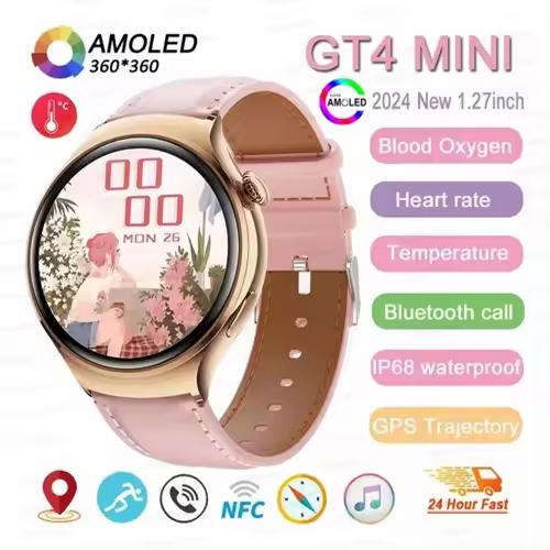 Reloj inteligente Watch 4 Mini para mujer, pulsera con rastreador GPS, Pantalla AMOLED de 1,27 pulgadas, Bluetooth, llamadas, resistente al agua, novedad de 2024,Reloj súper pequeño,Adecuado para mujeres, adolescentes, niños - 1