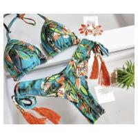 Conjunto de Bikini Push Up Estampado Brasileño Traje de Baño de Playa con Cintura Baja sin Aros - details 7