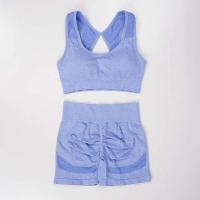Conjunto de 2 uds de Yoga para mujer, sujetador con espalda hueca + pantalones cortos deportivos para levantamiento de cadera, conjunto de gimnasio sin costuras, ropa deportiva, chándal - details 38