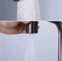 Grifo de cocina con caño de cascada grande, rociador extraíble, montaje en cubierta de un solo mango, mezclador de agua fría y caliente, grúa para fregadero de lavado - details 3