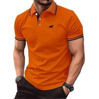 Ropa de hombre 100% poliéster, moda de verano de manga corta de secado rápido, polo ajustado de color sólido, camiseta estampada - details 2