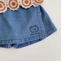 Pantalones Cortos De Denim Para Niñas Estampados De Oso Estilo Coreano Veraniego Cierre Elástico Talla True Fit - details 7