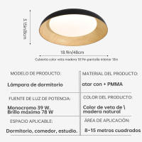 Hogar inteligente, decoración de interiores, techo, control remoto, luz de techo LED de madera inteligente para dormitorio y sala de estar. - details 6