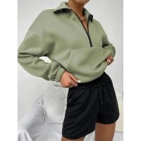 Suéter suelto grueso, sudaderas cálidas con cremallera, mujeres lisas, Top coreano a juego para - details 8