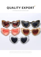 Gafas de sol personalizadas para mujer, conjunto de diamantes de amor, decoración de corazón de melocotón, Bola de moda, nuevo - details 2