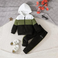 Traje De Niño Colorblock 2-7 Años Abrigo Con Capucha Camiseta De Manga Larga Y Pantalones Outerwear Moda Infantil - details 9