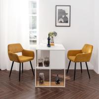 Juego de 2 Sillas de Comedor Vintage Retro Tapizadas en Gamuza con Reposabrazos y Patas Metálicas para Cocina/Salón - details 10