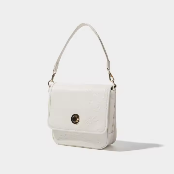 Bolso de mensajero de un hombro, nuevo bolso de axila para mujer, bolso de cuero suave blanco y negro. - 1