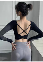 Camiseta de Yoga para Mujer Top Deportivo de Manga Larga con Nudo Frontal, Soporte Alto y Espalda Cruzada Perfecto para Gimnasio, Running o Pilates Tejido Transpirable y Elegante - details 6