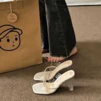 Nuevas zapatillas de cristal de gelatina de verano, Sandalias de tacón alto transparentes sexis, zapatos de tacón elegantes con punta abierta para mujer/niñas - details 8