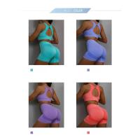 Traje de Yoga para mujer, ropa interior deportiva, chaleco, pantalones cortos para correr, conjunto de entrenamiento - details 1