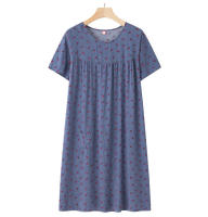 Camisón de mujer de verano de manga corta de algodón y poliéster para personas mayores, estilo casual de longitud media - details 1