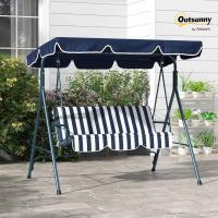 Columpio de Jardín de 3 Plazas Balance Exterior con Techo Ajustable y Marco de Acero Carga 240kg - details 10