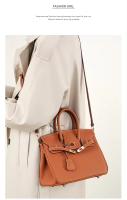 Bolso de hombro de cuero para mujer, bolso Kelly, Lychee Platinum, versátil, regalo para niñas, accesorios para atuendo, moda - details 5