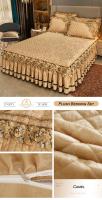 Colcha cálida de felpa dorada para invierno, fundas de almohada de lujo con juego de cama, falda de cama engrosada, algodón bordado - details 12