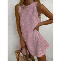 Vestido de princesa blanco sin mangas para mujer, camiseta holgada con cuello redondo, moda informal, Verano - details 4