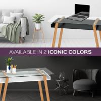 Mesita de Centro Rectangular, de Vidrio y Madera con Bandeja para Revistas, Mesa de Centro Baja para Salón y Oficina - details 17