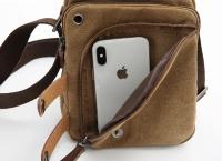 Bolso pequeño de lona informal para hombre, bandolera corta de viaje con bolsillo para teléfono, para senderismo - details 5
