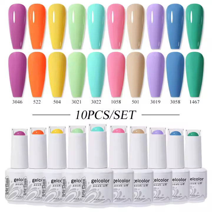 Arte Clavo-juego completo de esmaltes en Gel para uñas, Set completo de barniz semipermanente, 10 colores, 15ml - 1