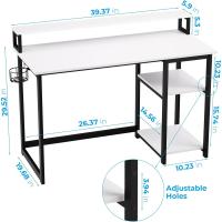 Escritorio de Escritorio Reversible Pequeño Soporte de Monitor con Estantes de Almacenamiento Ajustables Ideal para Estudio Marrón - details 18