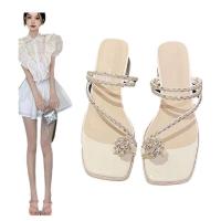 Sandalias de Diamante 2025 Punta de Diamante, Cabeza Cuadrada, Tacón Grueso, Zapatillas Fresh para Mujeres - details 0