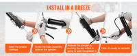 SucceBuy Pistola de engrase con empuñadura de pistola, 6000 PSI, capacidad de 14 OZ, herramienta profesional resistente con manguera flexible de 19,69", 2 acopladores y tubo de metal rígido - details 4