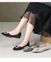 Zapatos de ballet de punta plana informales con hebilla cuadrada de cristal brillante para mujer - details 1