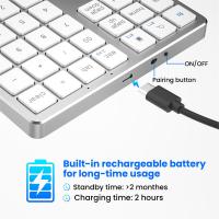 Teclado numérico inalámbrico ultradelgado con Bluetooth, 2,4G, recargable por USB, para IOS y Android, ventana blanca - details 7