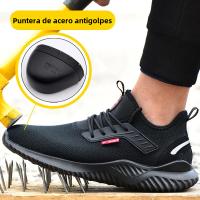 Zapatos de Seguridad para Hombres Punta de Acero Antideslizante, Indestructible, Antipinchazos, Suela de Goma Mesh Transpirable para Trabajo y Deporte - details 1