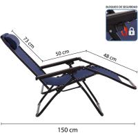 Pack de 2 sillas, Tumbonas Gravedad Cero reclinables con Bloqueo de Seguridad de Tejido Oxford y Acero de 95x65x106 cm, Hamacas jardín con cojín (Negro) - details 9