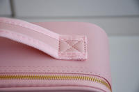 Bolsa de maquillaje con espejo grande con compartimentos para mujer, estuche de cosméticos de viaje de cuero PU impermeable, nuevo - details 11