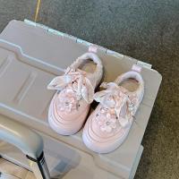 Zapatos casuales para niñas 2025 Zapatillas de deporte de princesa con flores de perlas y diamantes de imitación para niños - details 6
