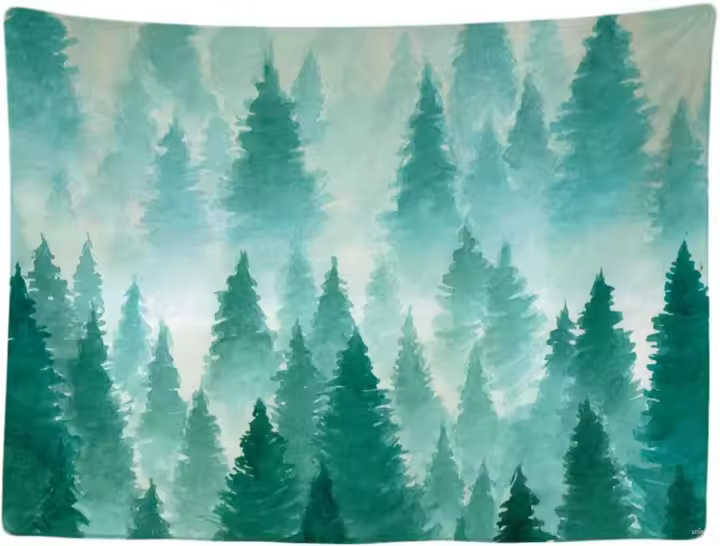 Decoración de Casa Tapiz Mural de Invierno Neblina Grande Árbol Paisaje - 1