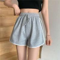 Pantalones deportivos de cintura alta para mujer, pantalones de seguridad para Yoga de pierna ancha informales para exteriores, pantalones cortos de mezcla de algodón de tres cuartos de longitud - details 2