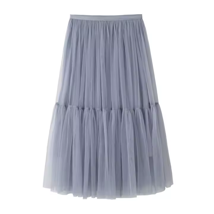 Falda plisada de cintura alta larga de gasa para mujer, primavera y verano, nuevo estilo - 1