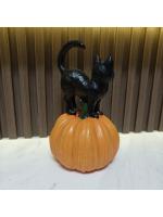 Tema calabaza gato negro adorno decorativo atmósfera escena creativa accesorios divertidos artesanías de resina - details 4