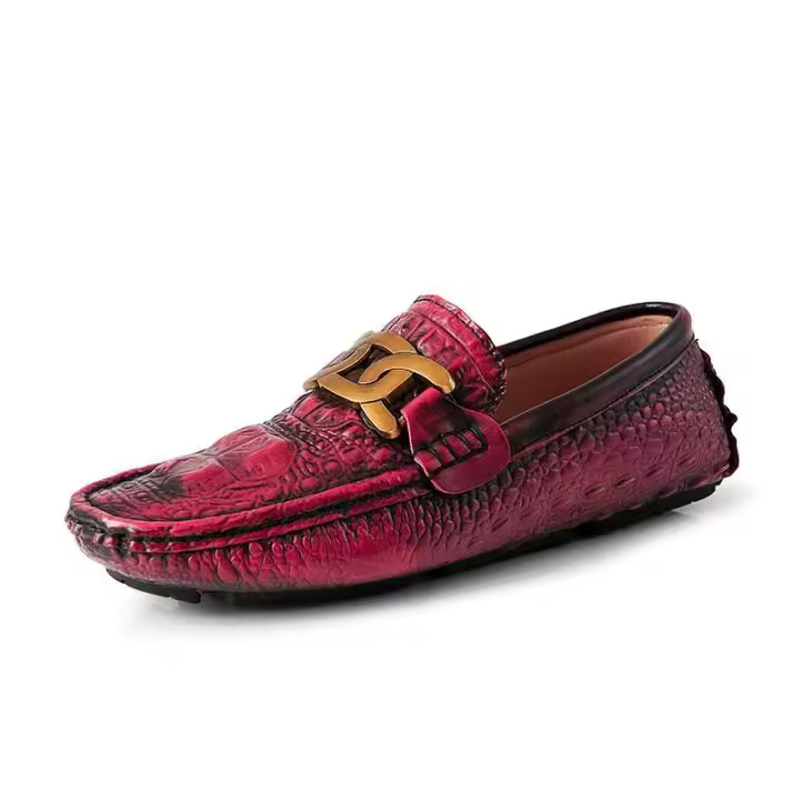Nuevos zapatos casuales de moda de cuero de cocodrilo genuino antideslizantes planos de alta calidad para hombres, Wenzhou - 1